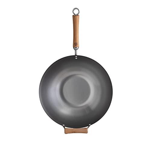 JOYCE CHEN Classic Series 14-Inch Carbon Steel Wok with Birch Handles - CookCave