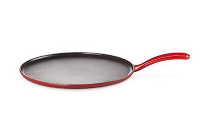 Le Creuset Enameled Cast Iron Crepe Pan with Rateau and Spatula, 10.75", Cerise - CookCave