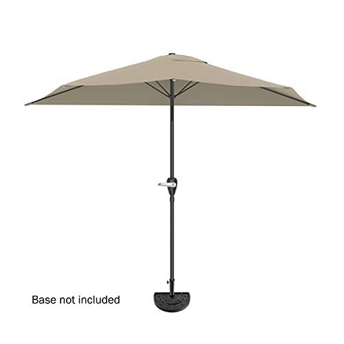 Pure Garden Half Round Patio Umbrella with Easy Crank – Compact 9ft Semicircle Outdoor Shade Canopy for Balcony, Porch, or Deck (Sand) - CookCave