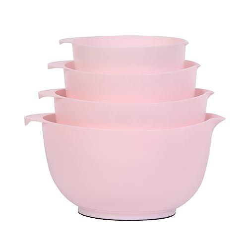 BoxedHome Nesting Plastic Mixing Bowl Set, 4 Piece Mixing Bowl Set with Pour Spouts, Size 1.7, 2.5, 3.5 and 4.5qt, for Prepping, Mixing, Baking, Cooking(2023 New Version, Pink) - CookCave