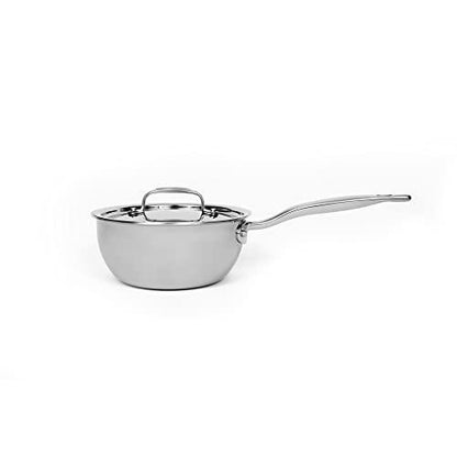 Heritage Steel 2 Quart Saucier with Lid - Titanium Strengthened 316Ti Stainless Steel Pan with 5-Ply Construction - Induction-Ready and Fully Clad, Made in USA (2-Quart Saucier) - CookCave