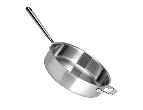 Misen 3 QT Stainless Steel Sauté Pan with Lid - Deep Frying Pan - Large 5-Ply Steel Cooking Pan - CookCave