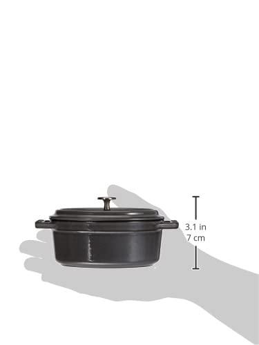 STAUB Cast Iron Oval Mini Cocotte, 11cm, Graphite Grey - CookCave