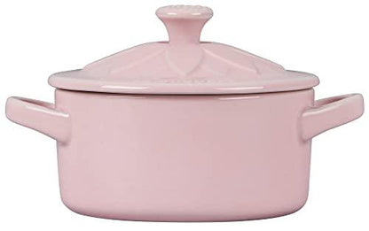 Le Creuset Stoneware Mini Round Cocotte with Flower Lid, 8oz., Chiffon Pink - CookCave