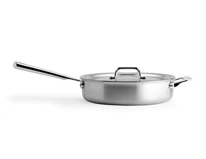 Misen 3 QT Stainless Steel Sauté Pan with Lid - Deep Frying Pan - Large 5-Ply Steel Cooking Pan - CookCave