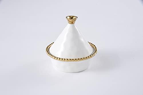 Pampa Bay Golden Salerno Titanium-Plated Porcelain Small Tagine, 5 x 5in - CookCave