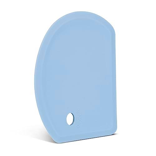 Silicone Dough Scraper with Stainless Steel Sheet, Curved Edge Flexible Bowl Scraper for Baking, Food Grade Silicone Bench Scraper for Sourdough Bread Proofing Basket, 5.98" × 4.3", Blue, SAPID - CookCave