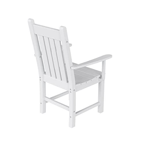 WestinTrends Malibu Classic Outdoor Dining Chairs with Arms, All Weather Poly Lumber Adirondack Patio Chairs Restaurant Bistro Chairs Support 350 LBS, Arched Backrest and Curved Seat, White - CookCave