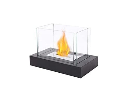 Rectangular Tabletop Fire Bowl Pot with Four-Sided Glass 13.5" L Portable Tabletop Fireplace Clean Burning Bio Ethanol Ventless Fireplace for Indoor Outdoor Patio Parties Events - CookCave