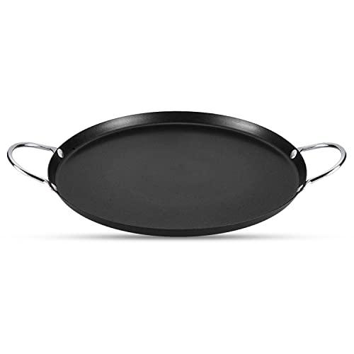 Alpine Cuisine Nonstick Round Paella Pan, 13-Inch, Black Carbon Steel, Oven Safe, Non-Magnetic - CookCave