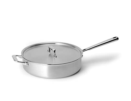 Misen 3 QT Stainless Steel Sauté Pan with Lid - Deep Frying Pan - Large 5-Ply Steel Cooking Pan - CookCave