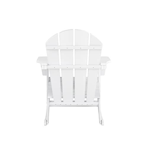 WestinTrends Malibu White Rocking Chair Outdoor, All Weather Resistant Poly Lumber Classic Porch Rocker Chair, 350 lbs Support Patio Lawn Plastic Adirondack Chair - CookCave