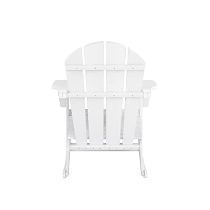 WestinTrends Malibu White Rocking Chair Outdoor, All Weather Resistant Poly Lumber Classic Porch Rocker Chair, 350 lbs Support Patio Lawn Plastic Adirondack Chair - CookCave