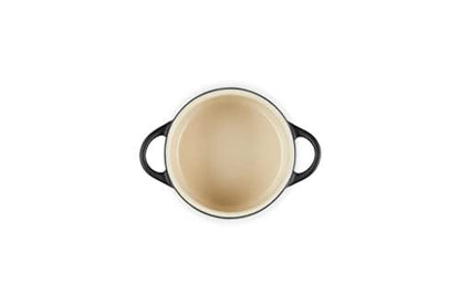 Le Creuset Stoneware Mini Round Cocotte, 8 Ounce, Licorice with Gold Heart Knob - CookCave