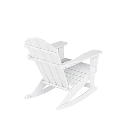 WestinTrends Malibu White Rocking Chair Outdoor, All Weather Resistant Poly Lumber Classic Porch Rocker Chair, 350 lbs Support Patio Lawn Plastic Adirondack Chair - CookCave