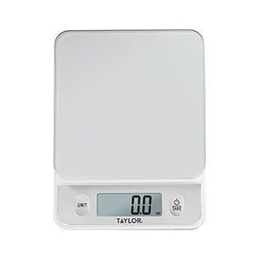 Taylor Glass Top Food Scale with Touch Control Buttons, 11 lb Capacity, Silver - CookCave