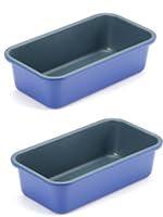 loaf pans set of 2 haze blue non-stick coating Royal blue carbon steel loaf bread pans for home baking 9x5inch - CookCave