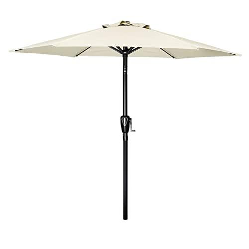 Simple Deluxe 7.5ft Patio Umbrella Outdoor Table Market Yard Umbrella with Push Button Tilt/Crank, 6 Sturdy Ribs for Garden, Deck, Backyard, Pool, Beige - CookCave