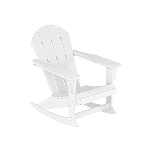 WestinTrends Malibu White Rocking Chair Outdoor, All Weather Resistant Poly Lumber Classic Porch Rocker Chair, 350 lbs Support Patio Lawn Plastic Adirondack Chair - CookCave