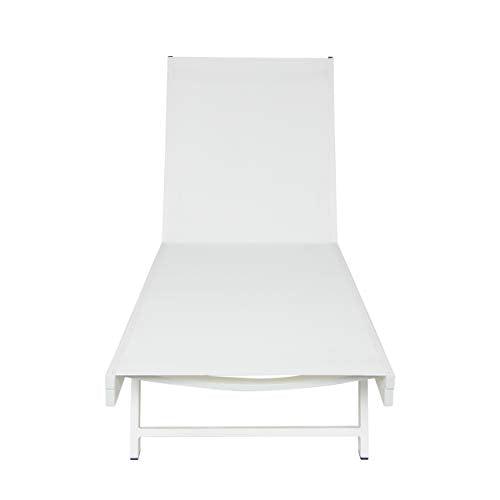 Christopher Knight Home Simon Outdoor Aluminum and Mesh Chaise Lounge, White/White - CookCave