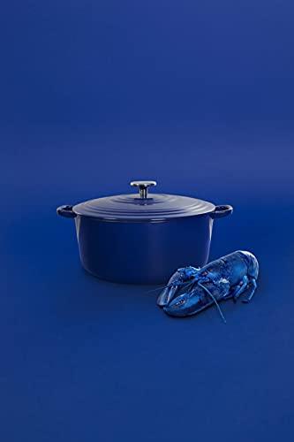 BK Bourgogne Enameled Cast Iron Induction 7QT Nonstick Dutch Oven, PFAS Free, Dishwasher Safe, Royal Blue - CookCave