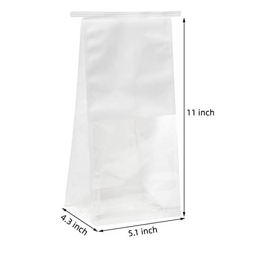 AVLA 50 Pack Bakery Bags with Window, White Kraft Paper Bags, Tin Tie Tab Lock Bags, Cookie Bags Treat Bags, Grease Proof Coffee Beans Popcorn Snack Gift Bags for Wedding Favors Baked Goods - CookCave