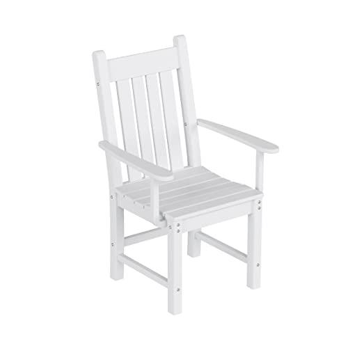 WestinTrends Malibu Classic Outdoor Dining Chairs with Arms, All Weather Poly Lumber Adirondack Patio Chairs Restaurant Bistro Chairs Support 350 LBS, Arched Backrest and Curved Seat, White - CookCave