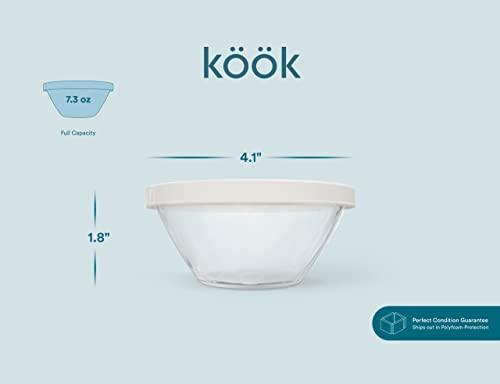 KooK Small Glass Prep Bowls with Lids Set, Clear Mini Food Storage Containers, Perfect for Dips, Microwave & Dishwasher Safe, 7.25 oz, Set of 8 - CookCave