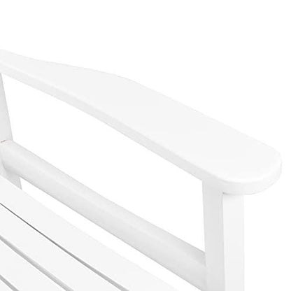 Outvita Outdoor Rocking Chair, Solid Wood High Back Rocker, All Weather Lounge Chair for Porch Patio Fire Pit Garden Backyard Deck Indoor, Wave Shape, White - CookCave