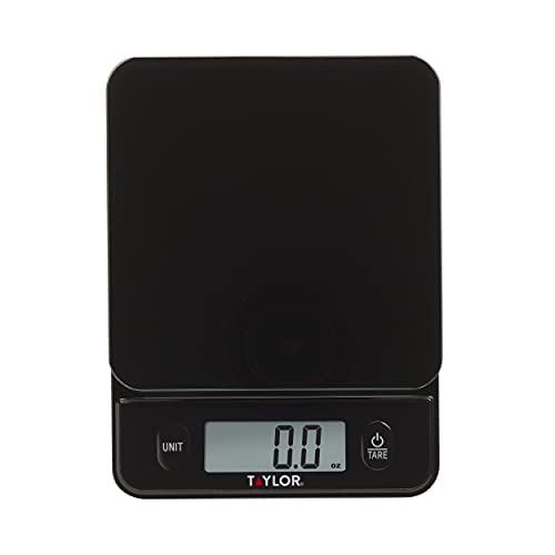 Taylor Glass Top Food Scale with Touch Control Buttons, 11 lb Capacity, Black - CookCave