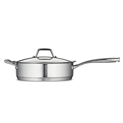 Tramontina Covered Deep Saute Pan Stainless Steel Tri-Ply Base, 5 Qt, 80101/022DS - CookCave