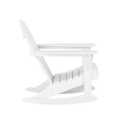 WestinTrends Malibu White Rocking Chair Outdoor, All Weather Resistant Poly Lumber Classic Porch Rocker Chair, 350 lbs Support Patio Lawn Plastic Adirondack Chair - CookCave