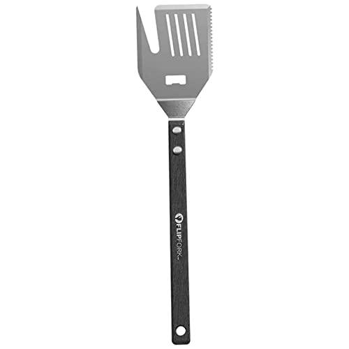 FLIPFORK Boss - 5 in 1 Grill Spatula with Knife, Fork, Bottle Opener and Turner BBQ Tools. All in One Grill Accessories Set for Outdoor Grills. 18 inch Grilling Accessories BBQ Set (Black) - CookCave