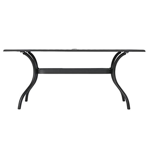 Christopher Knight Home Cayman Cast Aluminum Rectangle Table, Black Sand - CookCave