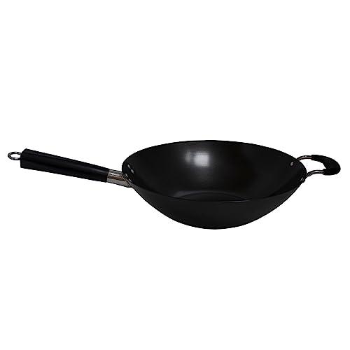 IMUSA USA 14" Traditional Nonstick Coated Wok with Triangle Helper Handle - CookCave