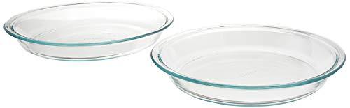 Pyrex 6001003 Glass Bakeware Pie Plate 9" x 1.2" Pack of 2, 5.2, Clear - CookCave