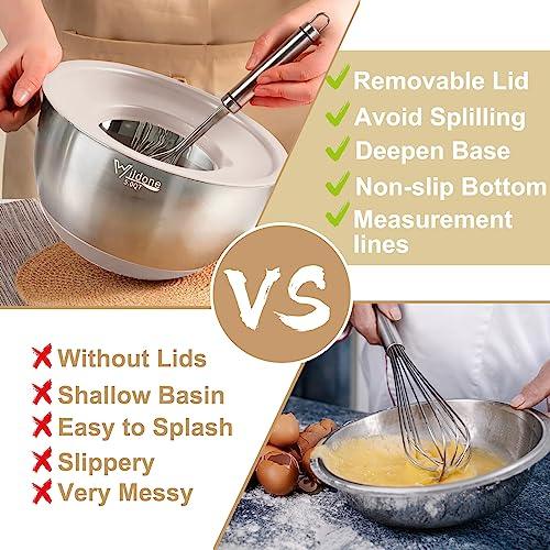 27-Piece Stainless Steel Nesting Mixing Bowl Set with Lids, Graters, Measurement Marks - CookCave