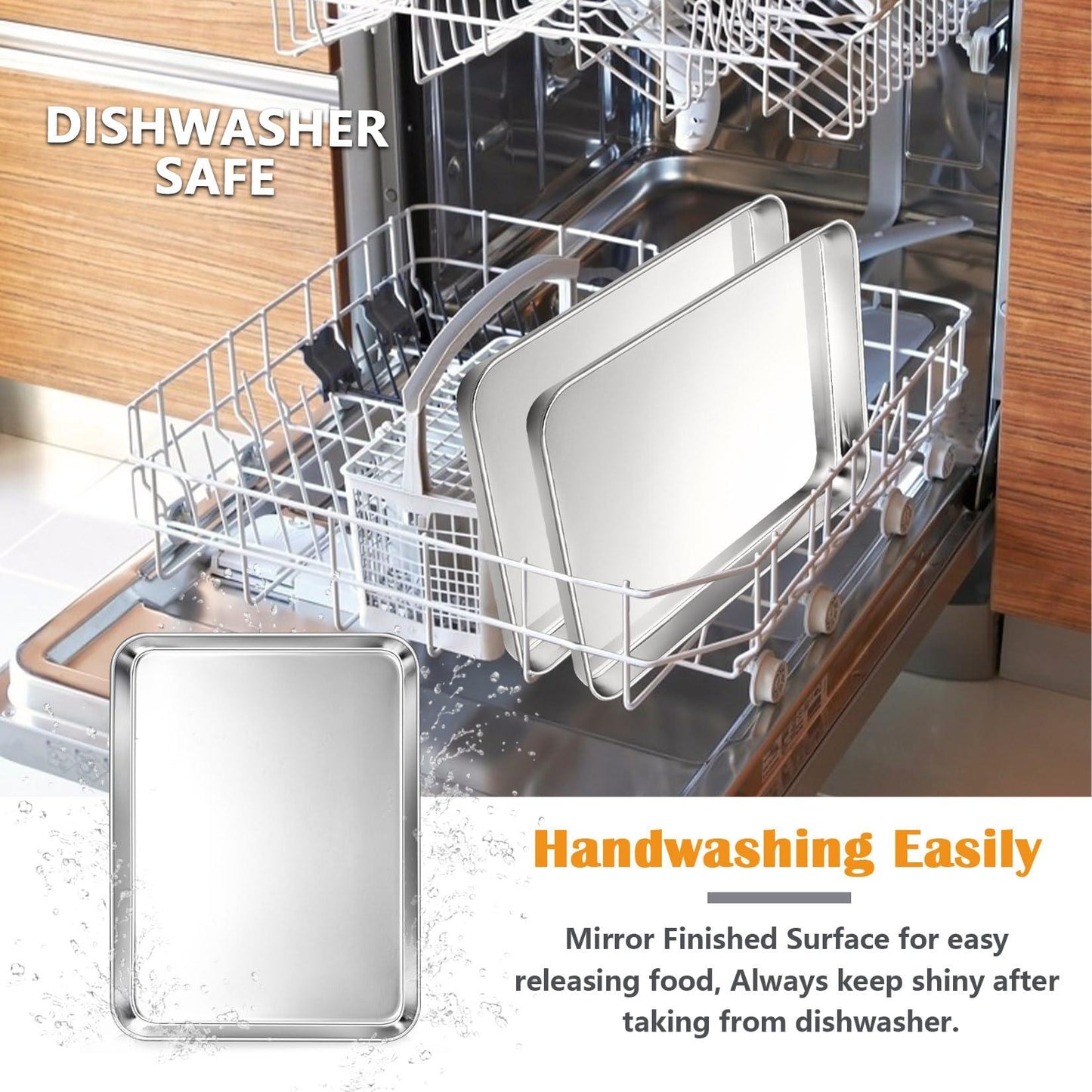 2Pcs Baking Sheet Pan Set (16inch), Joyfair Stainless Steel Large Cookie Sheets, Commercial Metal Pans Tray Oven Bakeware for Jelly Roll/Bread/Bacon, Non Toxic & Healthy, Rust-free & Dishwasher Safe - CookCave