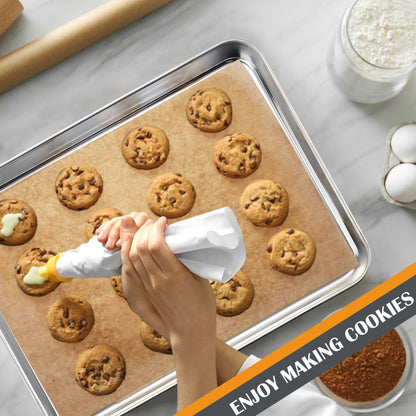 2Pcs Baking Sheet Pan Set (16inch), Joyfair Stainless Steel Large Cookie Sheets, Commercial Metal Pans Tray Oven Bakeware for Jelly Roll/Bread/Bacon, Non Toxic & Healthy, Rust-free & Dishwasher Safe - CookCave