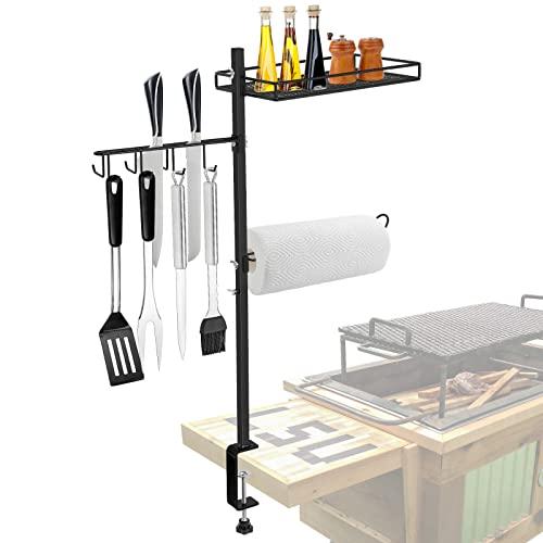 3-in-1 Grill Accessories Organizer, Grill BBQ Caddy for Blackstone Griddle Accessories,Outdoor Barbeque Accessory Holder,Camping BBQ Condiment Caddy with Paper Towel Holder, Grill Utensil Storage Tool - CookCave