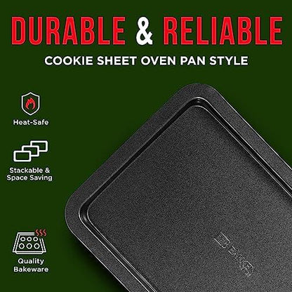 3 Piece Set Nonstick Carbon Steel Oven Bakeware -Professional Quality Kitchen Cooking Baking Trays -PFOA, PFOS, PTFE-Free Small, Medium & Large Baking Sheet Pans - CookCave