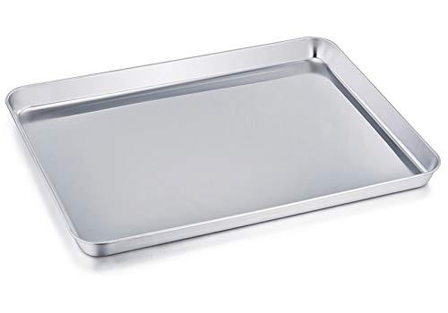 TeamFar Baking Sheet, Stainless Steel Baking Pan Cookie Sheet, Healthy & Non Toxic, Rust Free & Less Stick, Easy Clean & Dishwasher Safe - CookCave
