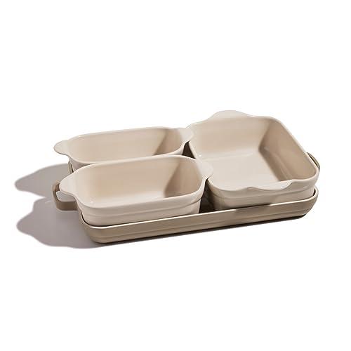 Our Place Ovenware Set | 5-Piece Nonstick, Toxin-Free, Ceramic, Stoneware Set with Oven Pan, Bakers, & Oven Mat | Space-Saving Nesting Design | Oven-Safe | Bake, Roast, Griddle and more | Steam - CookCave