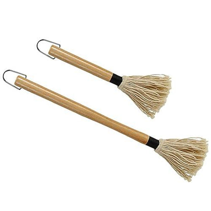 Amosfun 2Pcs BBQ Basting Mops Sauce Brushes, Cotton Fiber Brush and Wood Handle Dish Mop For Roasting or Grilling Kitchen Supply - CookCave