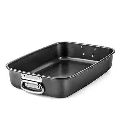 HONGBAKE Lasagna Pan 3 Inch Deep, 15x10" Baking Pan for Oven, Nonstick Cake Baking Dish for Brownie, Roasting Pans with Stainless Steel Handles, Heavy Duty, Dishwasher Safe, Dark Grey - CookCave