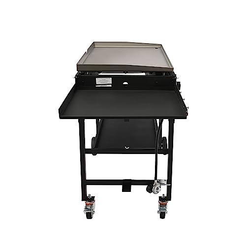 VEVOR Commercial Griddle on Cart, 36" Heavy Duty Manual Flat Top Griddle, Outdoor Cooking Station with Side Shelves, Steel Natural Gas Griddle, 4-Burners Restaurant Portable Grill - 60,000 BTU - CookCave