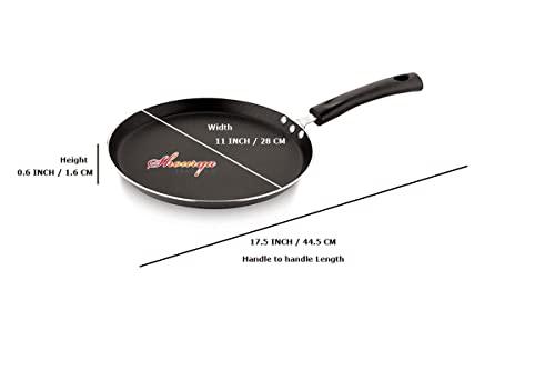 Shourya Trading Non Stick Dosa Pan or Roti Tawa,Big Dosa Pan Size-285 mm,Thickness 2.6mm,Non Stick Dosa Tawa,Round Griddle,Cookware pan- Color -Black - CookCave