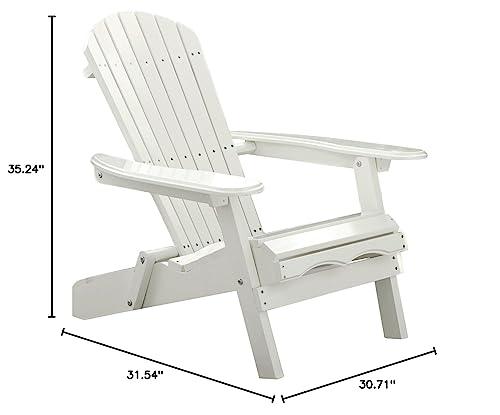 Merry Garden Foldable Wooden Adirondack Chair, Outdoor, Garden, Lawn, Deck Chair, White - CookCave