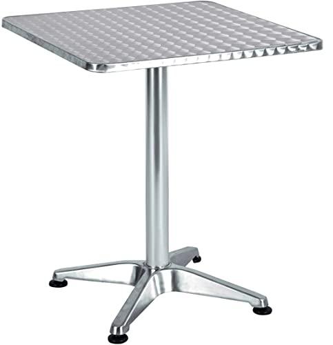 BTEXPERT Silver Indoor Outdoor 23.75" Restaurant Table for Patio Stainless Steel Aluminum Furniture with Base, 23.75Inch Square X 27.7" Height-One - CookCave