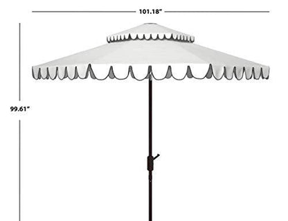Safavieh PAT8210E Outdoor Venice White and Black 9-Foot Round Double Top Crank UV Protected Umbrella - CookCave